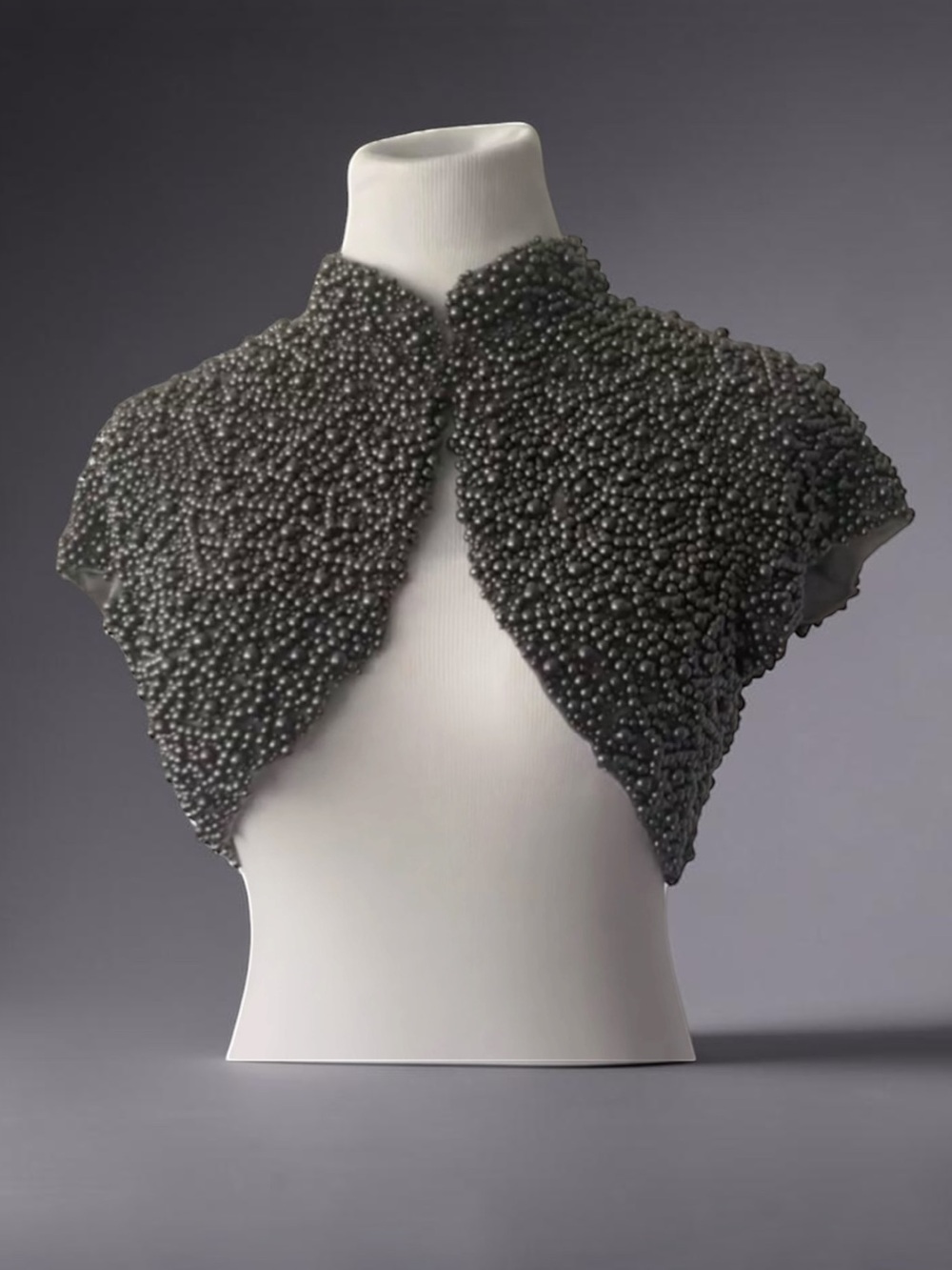 AIDAN MATTOX Pearl Tulle Bride Bolero Shrug Cropped Cape Sleeve Jacket